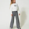Pantalon En Maille Jacquard Pied-de-poule