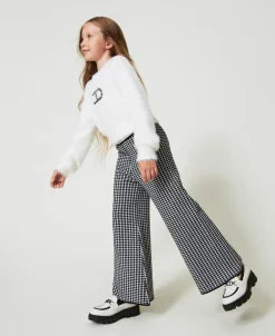 Pantalon En Maille Jacquard Pied-de-poule