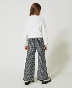 Pantalon En Maille Jacquard Pied-de-poule
