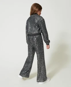 Pantalon Palazzo Avec Sequins All-over