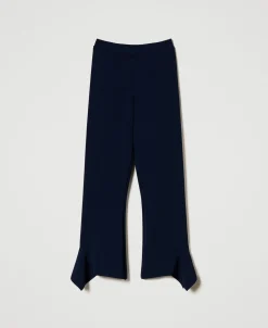 Pantalon évasé En Maille Avec Volant