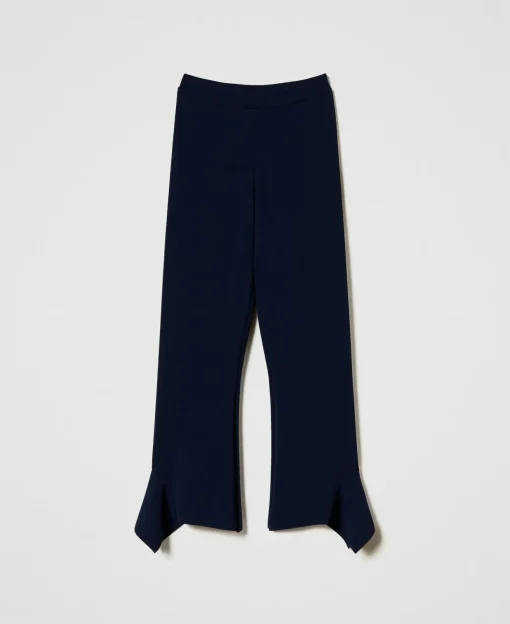 Pantalon évasé En Maille Avec Volant