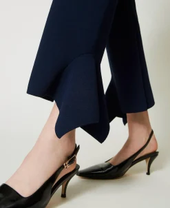 Pantalon évasé En Maille Avec Volant