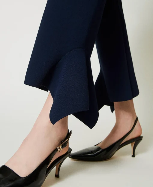 Pantalon évasé En Maille Avec Volant