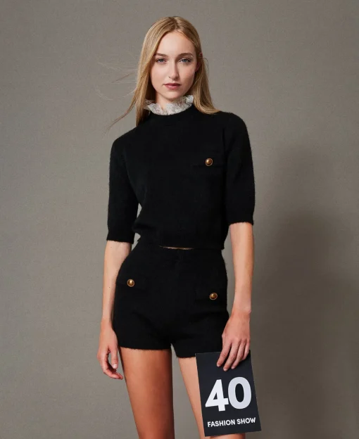 Pull «Charlotte» En Mohair Mélangé Avec Dentelle