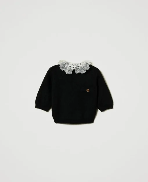 Pull «Charlotte» En Mohair Mélangé Avec Dentelle