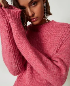 Pull Col Montant En Laine Mélangée Sans Coutures
