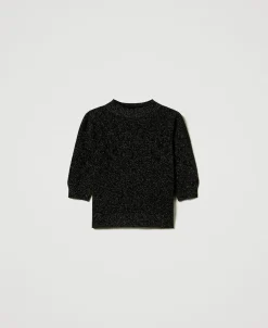 Pull Col Montant En Mélange De Laine Et Lurex