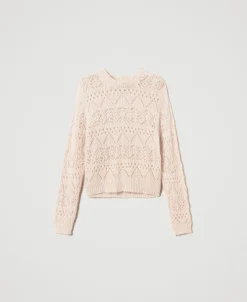 Pull En Mohair Mélangé Avec Différents Points