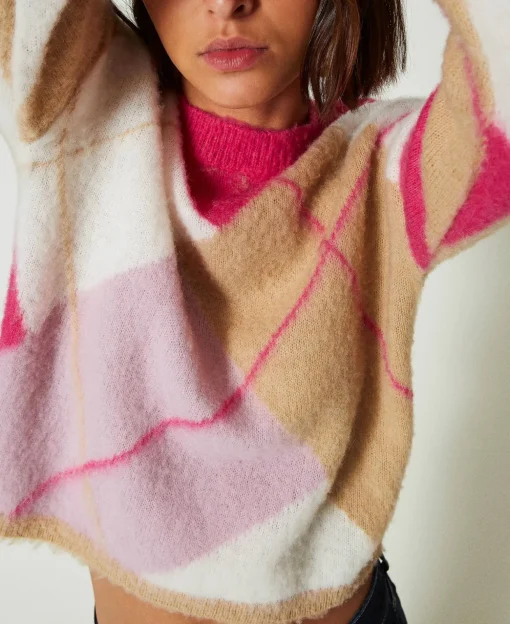 Pull Jacquard Argyle En Laine Mélangée