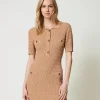 Robe Courte Ajustée En Maille Avec Boutons