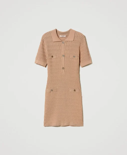 Robe Courte Ajustée En Maille Avec Boutons
