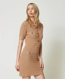 Robe Courte Ajustée En Maille Avec Boutons