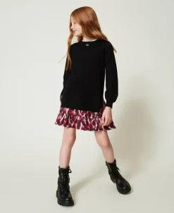Robe Courte En Maille Avec Insertion Imprimée