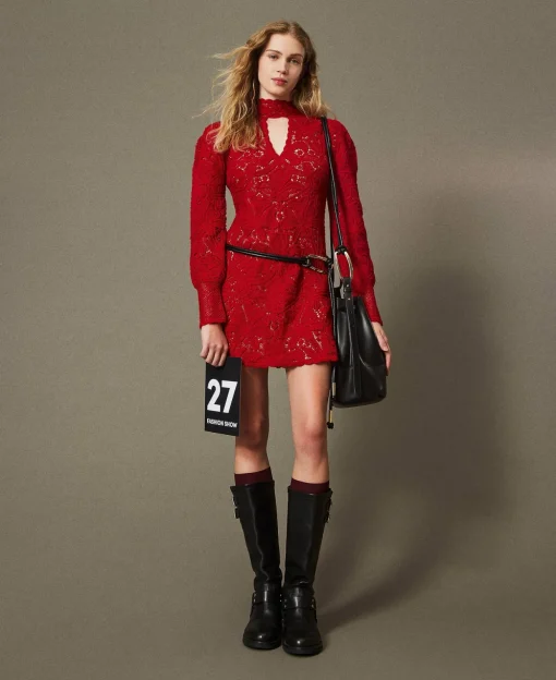 Robe Courte En Maille Florale Au Crochet