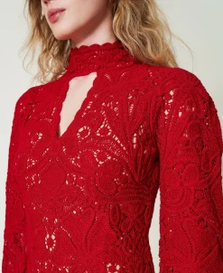 Robe Courte En Maille Florale Au Crochet