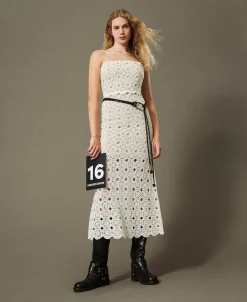 Robe Longue Bustier En Maille Crochet