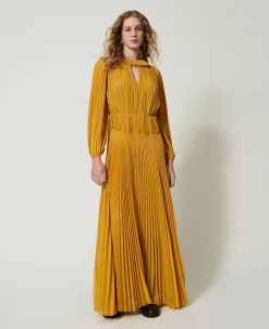 Robe Longue En Crêpe Georgette Plissé