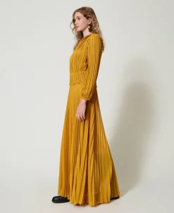 Robe Longue En Crêpe Georgette Plissé
