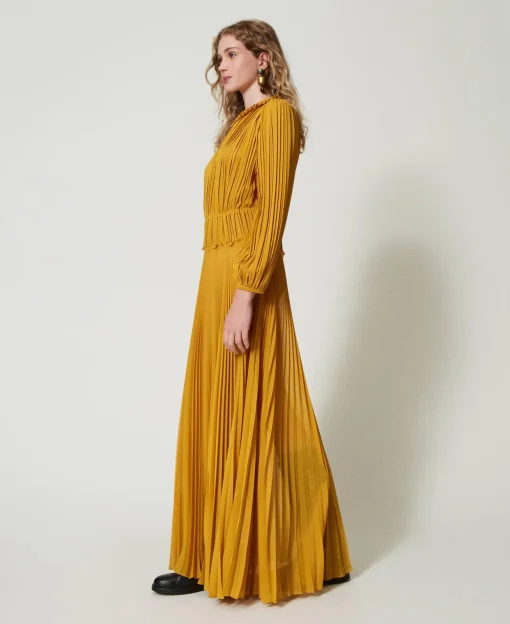 Robe Longue En Crêpe Georgette Plissé