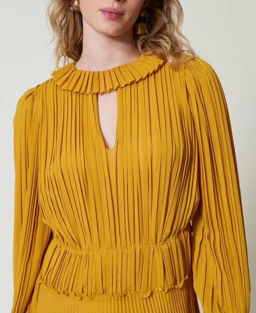 Robe Longue En Crêpe Georgette Plissé