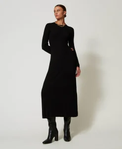 Robe Longue En Maille Côtelée Avec Ouverture