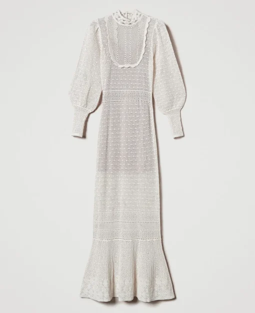 Robe Longue «Lara» En Maille Point Dentelle