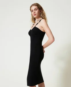 Robe Midi En Maille Avec Bretelles Bijoux