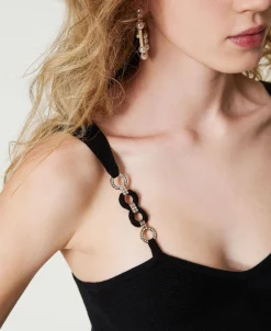 Robe Midi En Maille Avec Bretelles Bijoux