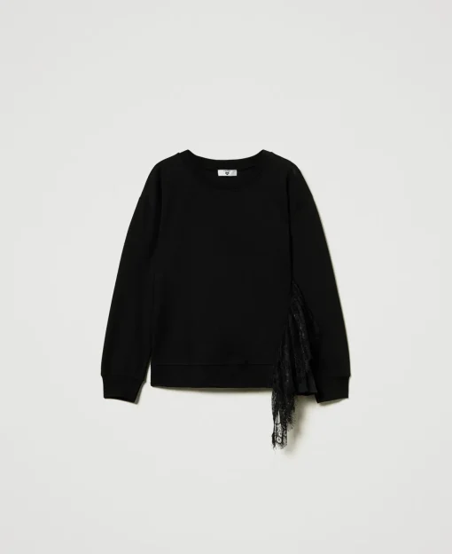 Sweat-shirt Avec Insertion Plissée Et Dentelle