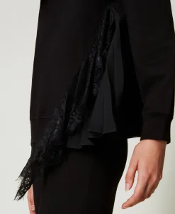 Sweat-shirt Avec Insertion Plissée Et Dentelle