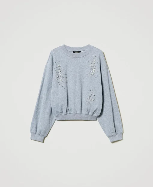 Sweat-shirt Boxy Avec Broderie Réalisée à La Main