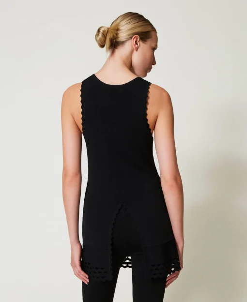 Top Double Usage En Maille Avec Ajours