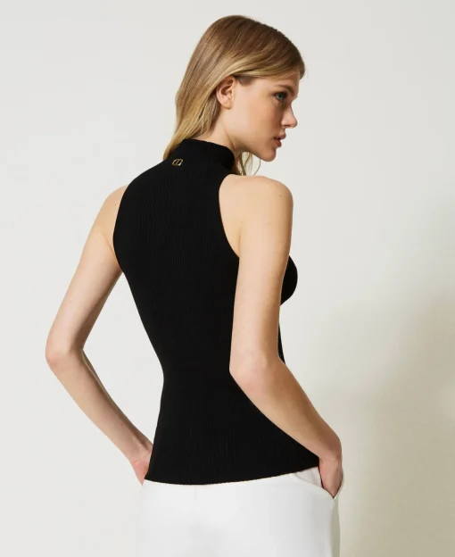 Top En Maille Rayée Avec Broche