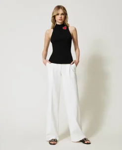 Top En Maille Rayée Avec Broche