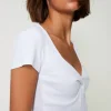 T-shirt Côtelé Avec Nœud